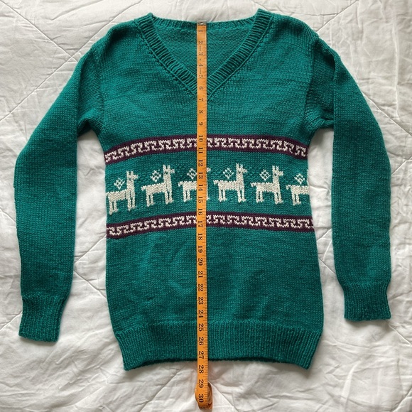 100% Alpaca Wool Teal Sweater - Picture 10 of 15